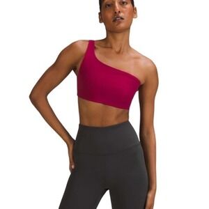 Lululemon Ribbed Nulu Asymmetrical Yoga Bra Size 2 Light Support A/B Cup Pink